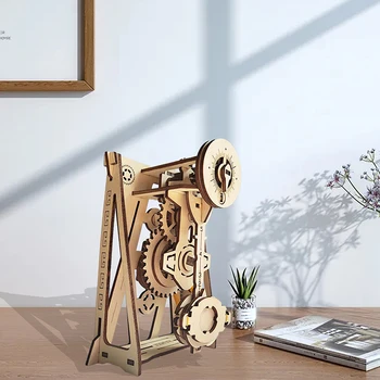 2022 3D Сборка Деревянная головоломка DIY Часы с маятником Ручной механический комплект