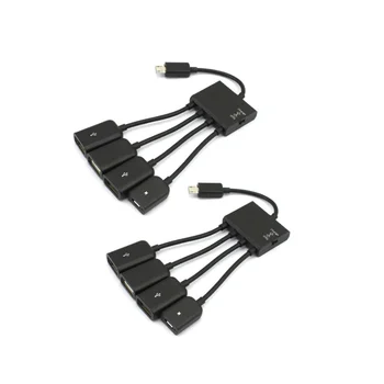 2шт 4 Порта Micro-USB OTG Концентратор Кабельный Разъем Spliter Адаптер для Android Планшетного Компьютера PC Power Charging
