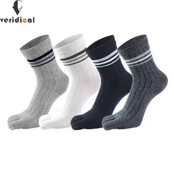 5 пар мужских коротких носков с пятью пальцами, Однотонные деловые полосатые Стандартные дышащие носки с раздельными носками, Лидер продаж