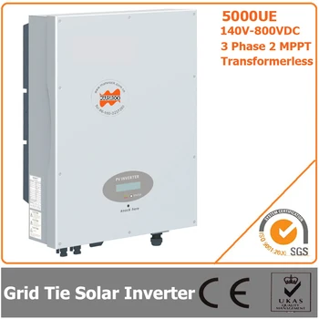 5000 Вт 140 В-800 В постоянного тока Трехфазный бестрансформаторный солнечный сетевой инвертор с одобрениями CE RoHS