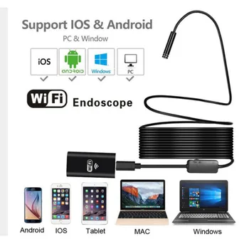 8 Мм WiFi Эндоскопическая камера Водонепроницаемая IP67 Инспекционная Змеиная мини-камера USB Бороскоп для автомобиля для iphone и Android смартфонов