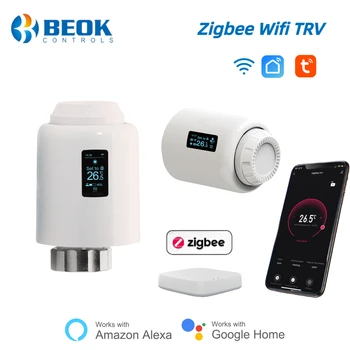 Beok Tuya Zigbee Термостат радиатора Wifi Приводной клапан Программируемый регулятор температуры с Google Home Alexa