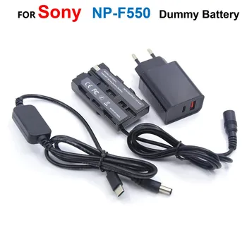 NP-F750 F960 F970 Соединитель NP-F550 Замена фиктивного аккумулятора + Зарядное устройство PD USB Type-C Кабель Питания для различных видеосигналов, BMPCC, мониторов