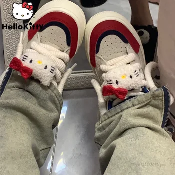 Sanrio Hello Kitty Обувь Y2k Роскошные Дизайнерские Кроссовки Мультяшная Модная Женская спортивная обувь 2023 Повседневная обувь на плоской подошве