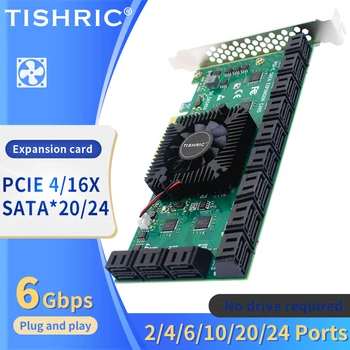 TISHRIC PCIE 4X 16X До 20 24 Портов SATA 3,0 Карта расширения PCI-E Sata Адаптер 4X 16X PCI-E Sata Контроллер PCIE3.0 Дополнительные карты