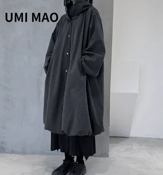 UMI MAO Yamamoto Темная Демисезонная Куртка С Лацканами, Короткая Повседневная Дизайнерская Рабочая Одежда, Ветровка, Тренчи, Женское Пальто Y2K