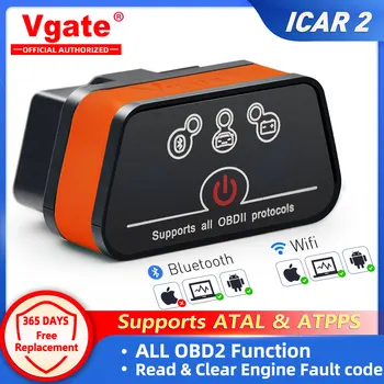 Vgate Icar2 Bluetooth WiFi ELM327 V2.1 Считыватель кодов OBD2 Сканер ELM 327 icar 2 Диагностический инструмент Для ios/Android/PC Torque OBDII