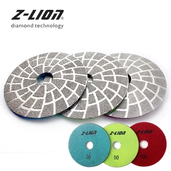 Z-LEAP 4 дюйма, 3 шт., алмазные полировальные накладки, влажные для бетона, Гранита, мрамора, Шлифовальный диск, камень толщиной 3 мм, Турбо-абразивный круг