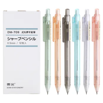 Автоматический карандаш 0,5 мм, прозрачный механический карандаш ярких цветов, школьные стационарные канцелярские принадлежности