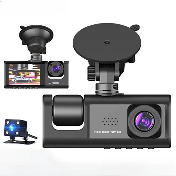Автомобильный видеорегистратор для вождения с 3 камерами, автомобильный видеорегистратор с 2 дюймовым экраном, видеорегистратор HD ночного видения, автомобильный видеорегистратор