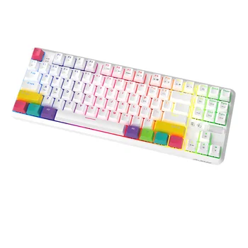 Беспроводная игровая клавиатура AJAZZ с возможностью горячей замены 87 клавиш, проводная BT, двухрежимный переключатель RGB подсветки, программируемая механическая клавиатура