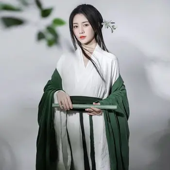 Большой размер 2XL, Женское платье Hanfu, Китайский традиционный комплект Hanfu, Женский костюм для Косплея, Летние комплекты Hanfu Зеленого, черного, белого цвета