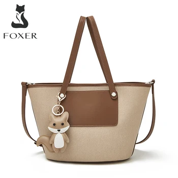 Бренд FOXER, женская сумка большой емкости, ретро-сумка через плечо, искусственная кожа, Большой размер, дорожная сумка с верхней ручкой для Леди, офисная сумка