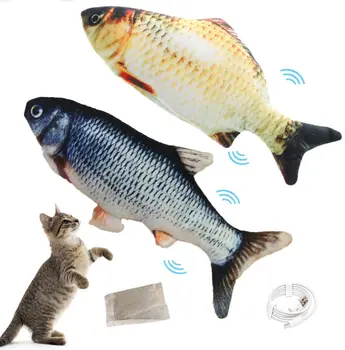 Движущаяся Рыба-Игрушка Для Кошек, Электрическая Плюхающаяся Кошка-Кикер-Игрушка для Рыб, Игрушки Из кошачьей мяты, Реалистичные Плюшевые Электрические Виляющие Игрушки Для Рыб.