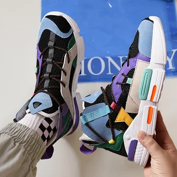 Дизайнерские кроссовки в стиле хип-хоп, мужские модные спортивные кроссовки с высоким берцем для бега, весенняя сверхлегкая обувь, мужская обувь в уличном стиле