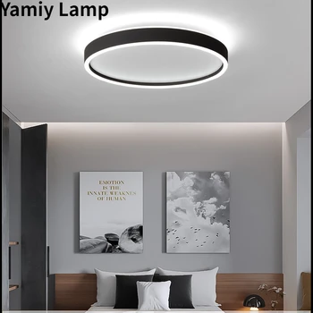 Дизайнерский светильник для кабинета в скандинавском стиле, светильник для спальни, черно-белый светодиодный потолочный светильник