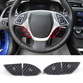 Для Chevy Corvette C7 2014-2019, Руль из настоящего углеродного волокна, Кнопка регулировки громкости, накладка, наклейка, автомобильные аксессуары