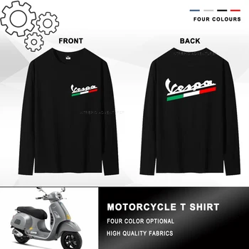 Для футболки Vespa Хлопковые мотоциклетные повседневные топы с круглым вырезом и принтом