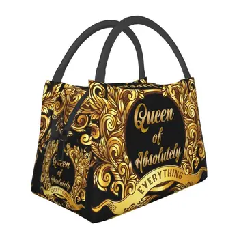 Королева абсолютно золотой цветочной барочной термоизолированной сумки для ланча Женская сумка для ланча на открытом воздухе Кемпинг Путешествия Еда Коробка для еды