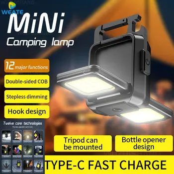 Мини светодиодный фонарик-брелок Многофункциональный Портативный COB Кемпинговые фонари USB-Зарядка Рабочие фонари рыбалка Lanterna