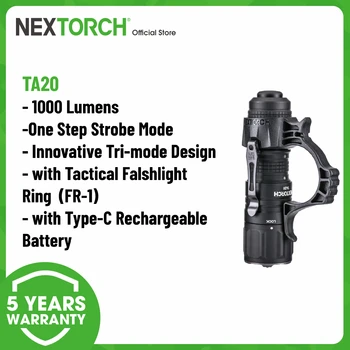 Мощный Светодиодный Перезаряжаемый фонарик Nextorch, Военный Тактический фонарик TA20 мощностью 1000 Люмен с перезаряжаемой батареей USB-C