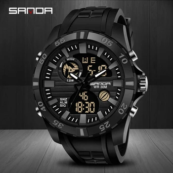 Мужские Спортивные часы со светодиодным дисплеем, черные цифровые часы, Профессиональный Водонепроницаемый Многофункциональный хронограф Reloj de Hombre