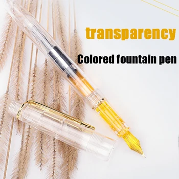 Новая прозрачная авторучка с красочными чернилами, кончик 0,5 мм, Высококачественная деловая офисная чернильная ручка, канцелярские принадлежности для школьных письменных принадлежностей