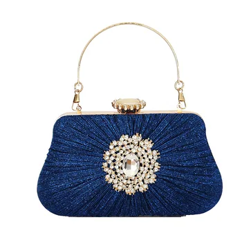 Новая сумка для вечеринки, Модная ручная сумка с бриллиантовой инкрустацией, платье, Женская сумка, банкетная сумка, синий клатч
