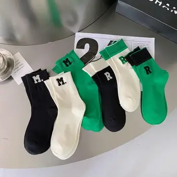 Носки до Щиколотки с буквами R M в стиле Харадзюку, Модные Весенне-осенние короткие носки с буквами Sokken Simple Campus Dropship