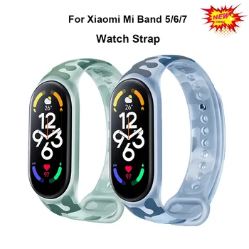 Официальный ремешок для Xiaomi Mi Band 7, флуоресцентный камуфляжный браслет, силиконовый сменный ремешок для xiaomi mi smart band 7 6 5