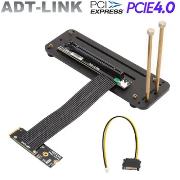 Платы PCI-E 4.0 Riser Card M.2 NGFF NVMe Key-M 2230-2280 SSD для PCIe x16 Удлинитель для майнинга Gen4 SATA Кабель питания 64G/Bps + База