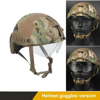 Тактический быстрый шлем С очками Военный Страйкбол Пейнтбол Защитный Шлем CS Для верховой езды