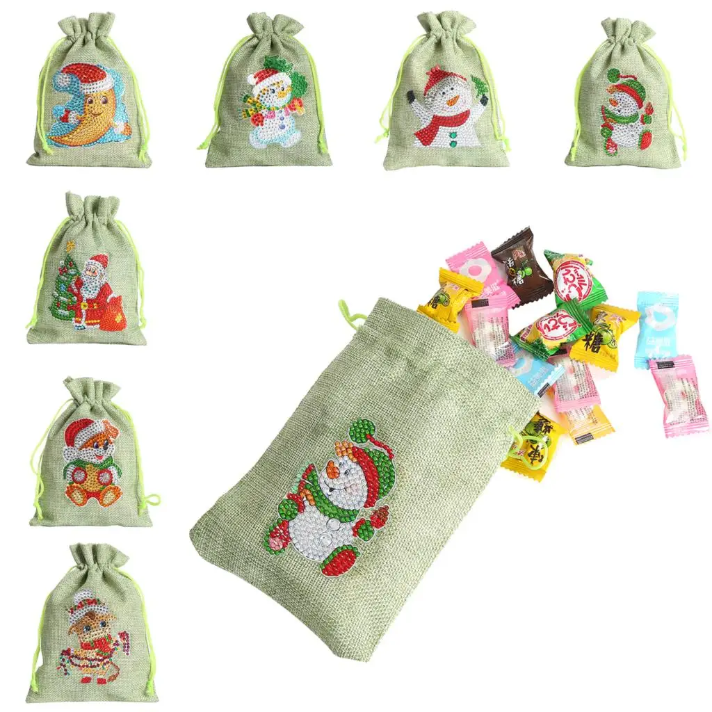 Новая Рождественская сумка для конфет, сделай сам, Алмазная художественная роспись, сумка на шнурке, Рождественская декоративная сумка, Креативная сумка для Рождественских подарков ручной работы Navidad