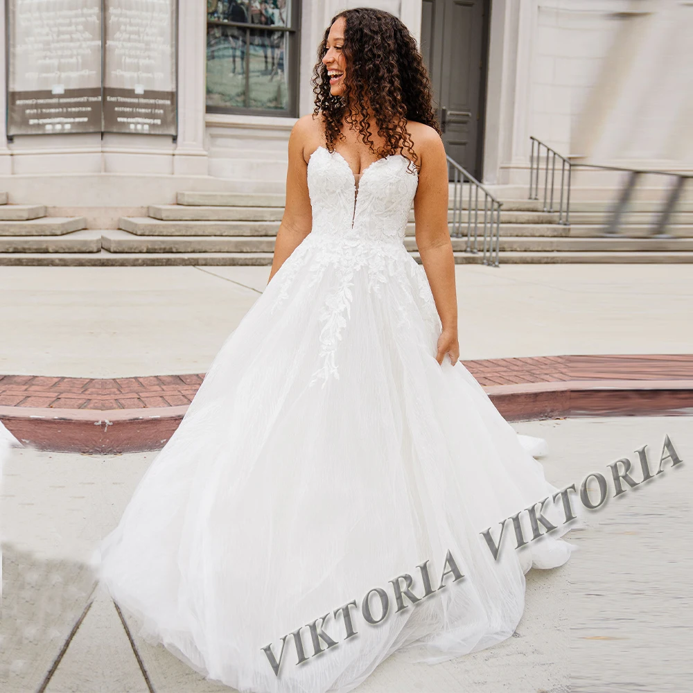 Свадебное платье VIKTORIA Simple 2023 без рукавов, Пуговицы для невесты, Аппликации трапециевидной формы из тюля, Женское Платье Vestidos De Novia На заказ